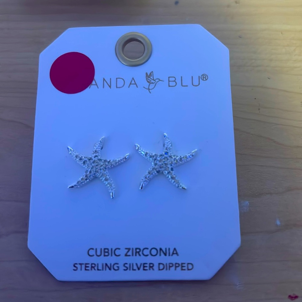 Silver starfish earrings.